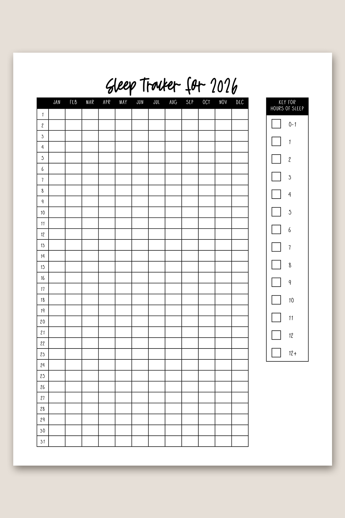 sleep tracker printable and digital planner files